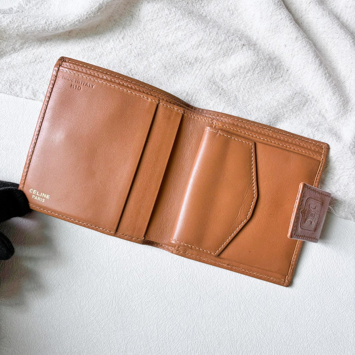 Vintage Celine 棕色老花皮革短夾