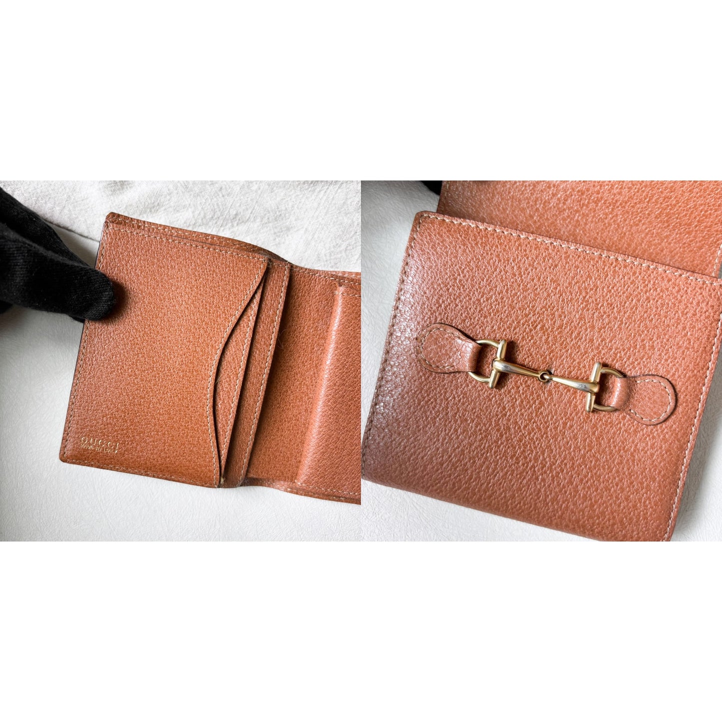 Vintage Gucci 馬銜釦棕色短夾