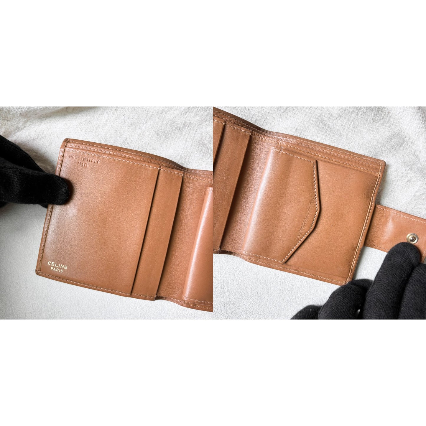 Vintage Celine 棕色老花皮革短夾