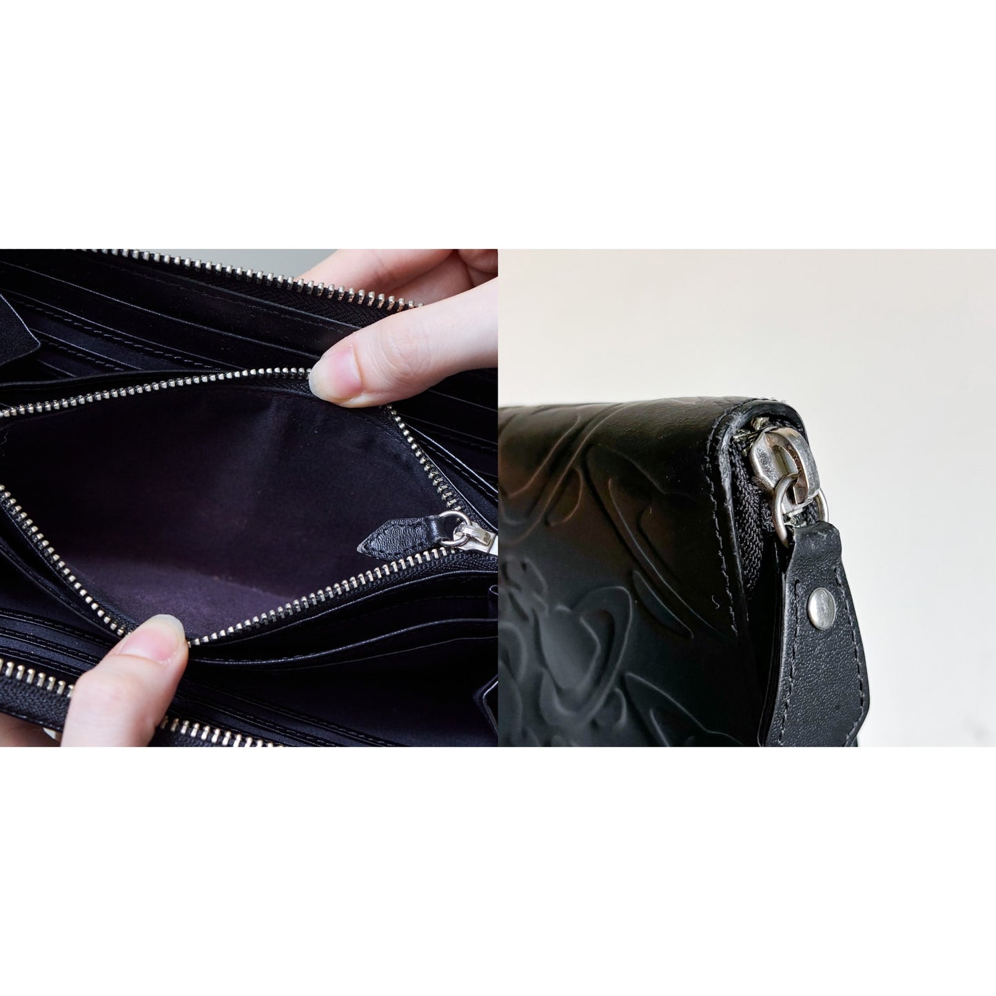 Vintage Vivienne Westwood 土星壓紋拉鍊長夾 - Folklore