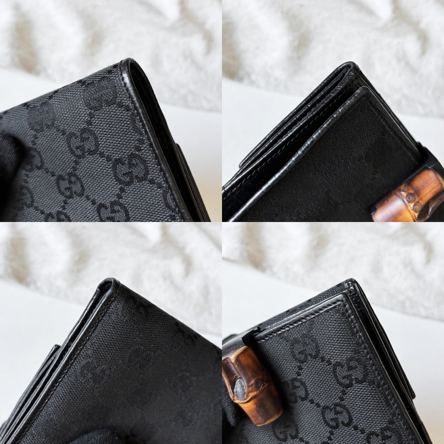 Vintage Gucci 竹節帆布短夾 - Folklore