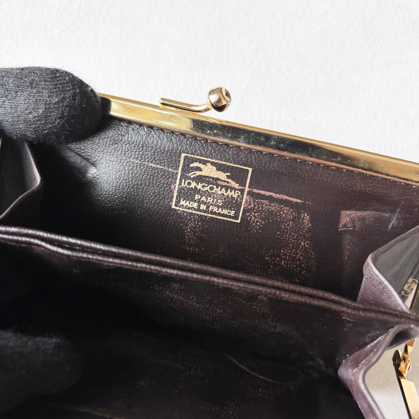 Vintage Longchamp 咖啡色老花口金零錢包 - Folklore