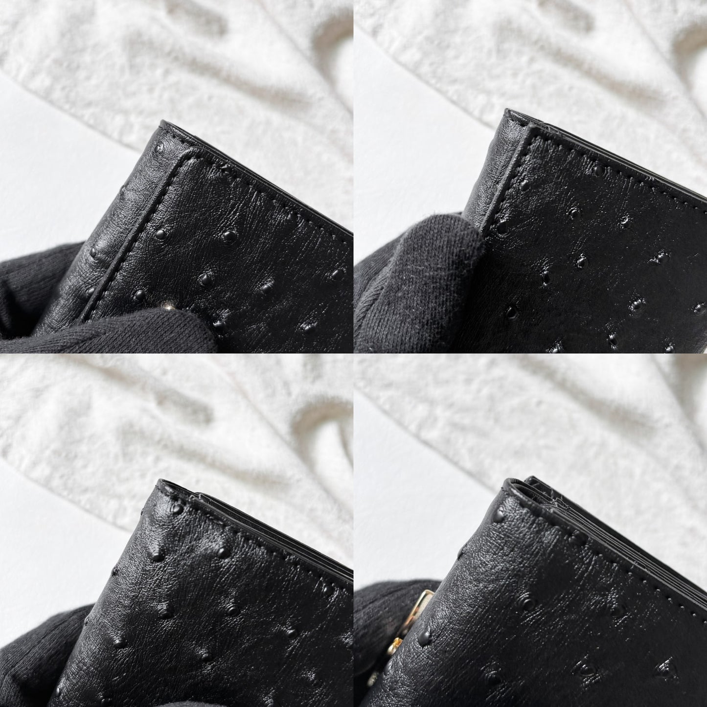 Vintage Vivienne Westwood 黑色鴕鳥壓紋口金短夾 - Folklore