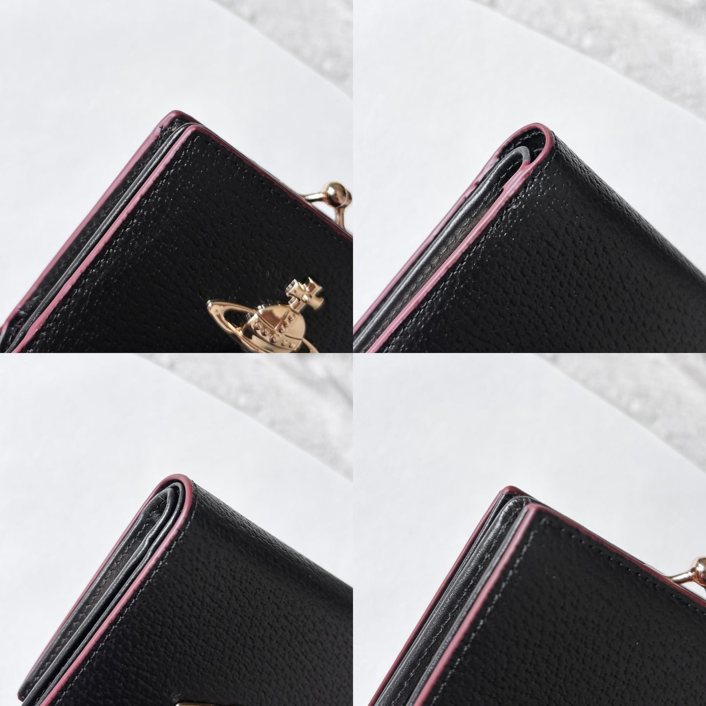 Vintage Vivienne Westwood 黑色土星二折口金短夾 - Folklore