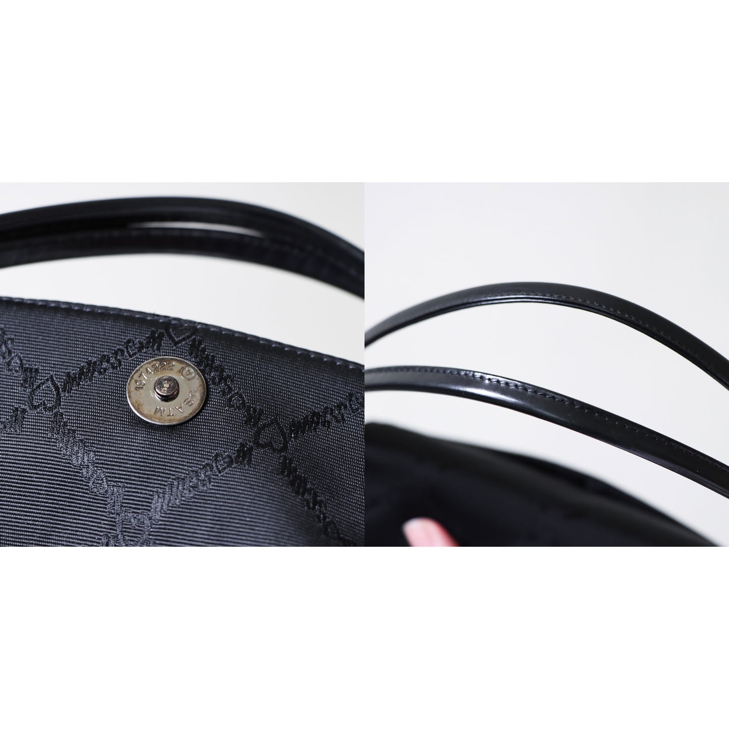 Vintage Moschino 黑色愛心提花布 簡約手提迷你小包 - Folklore