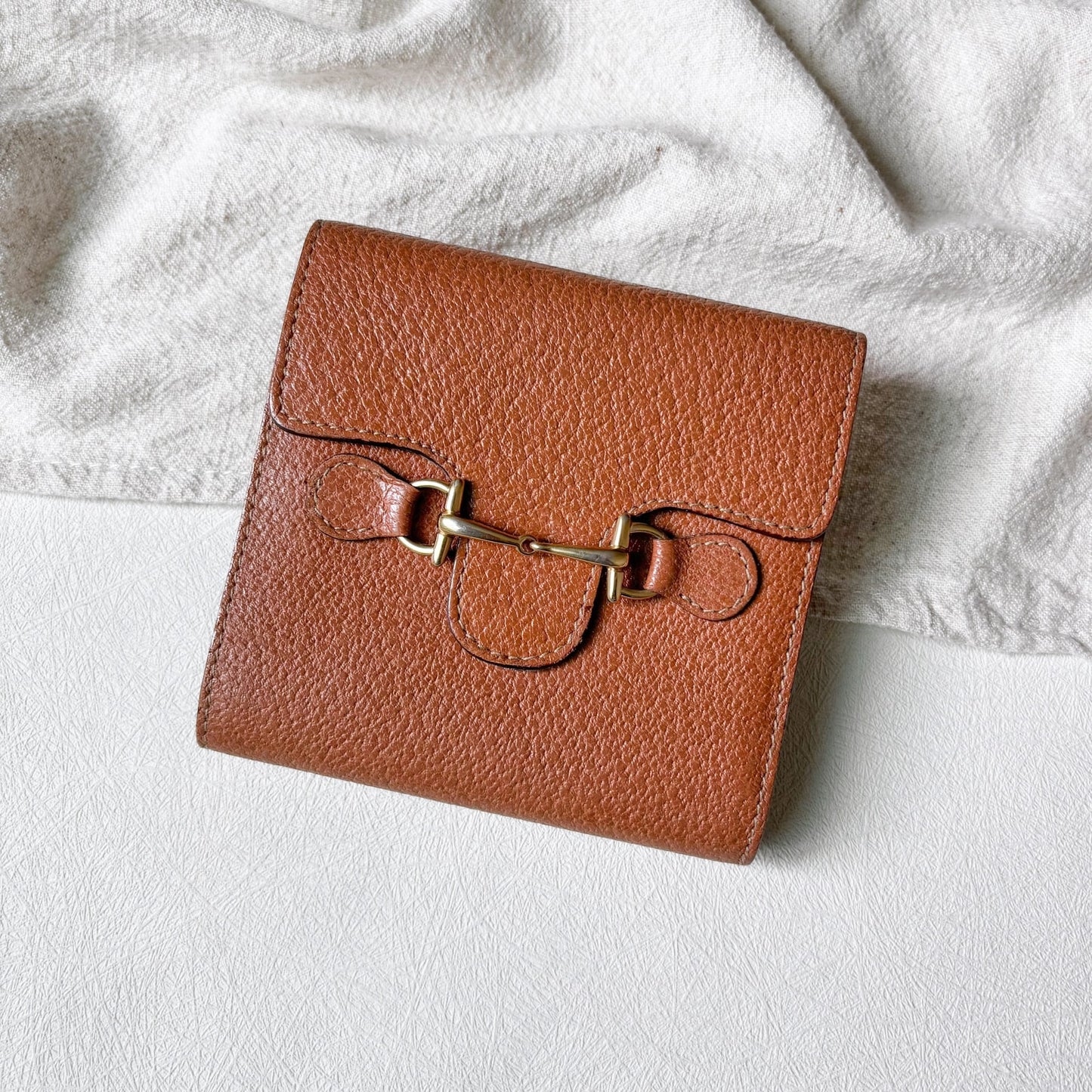Vintage Gucci 馬銜釦棕色短夾