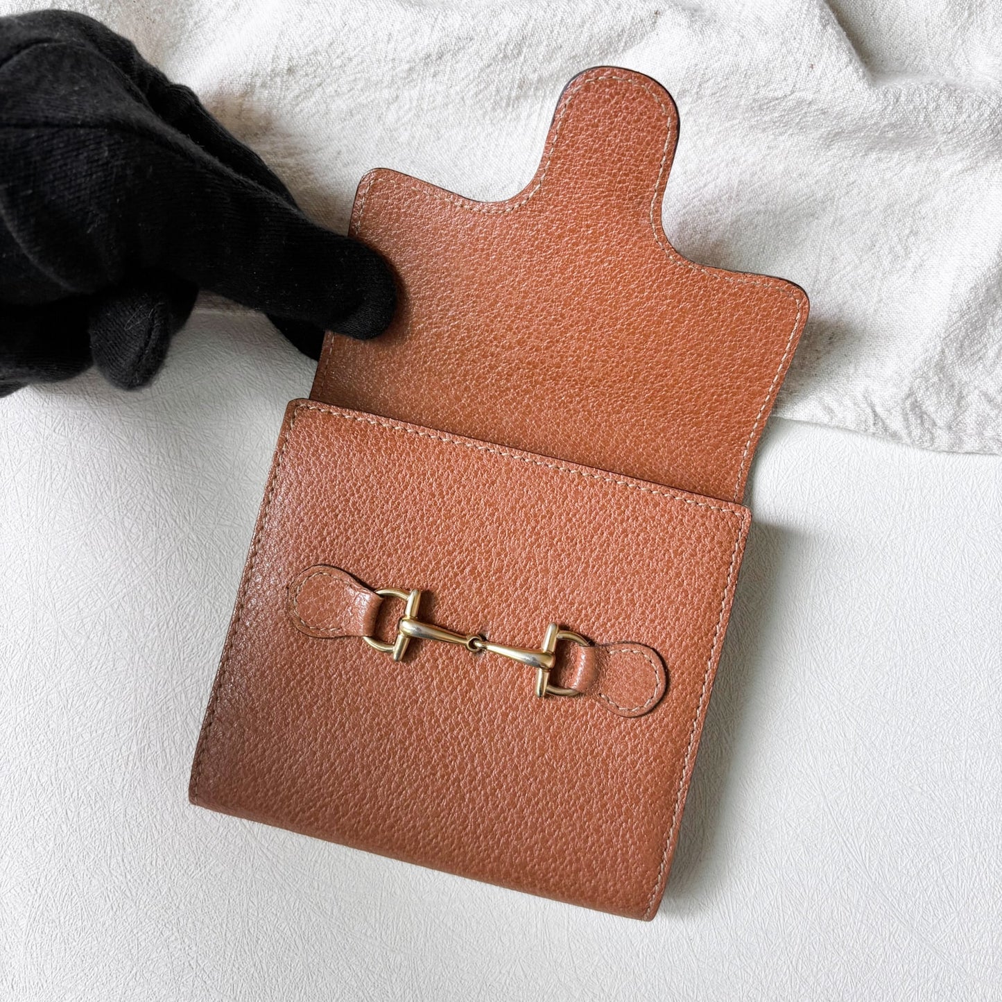 Vintage Gucci 馬銜釦棕色短夾