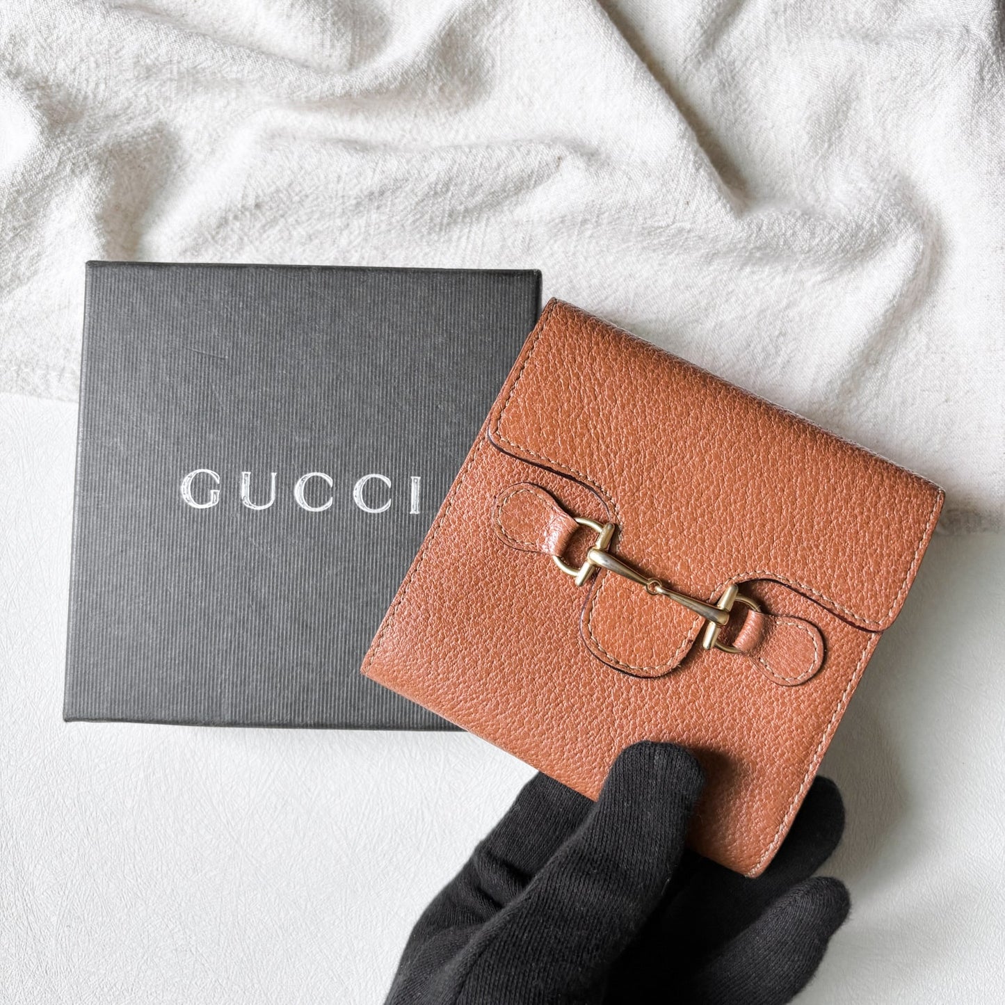 Vintage Gucci 馬銜釦棕色短夾